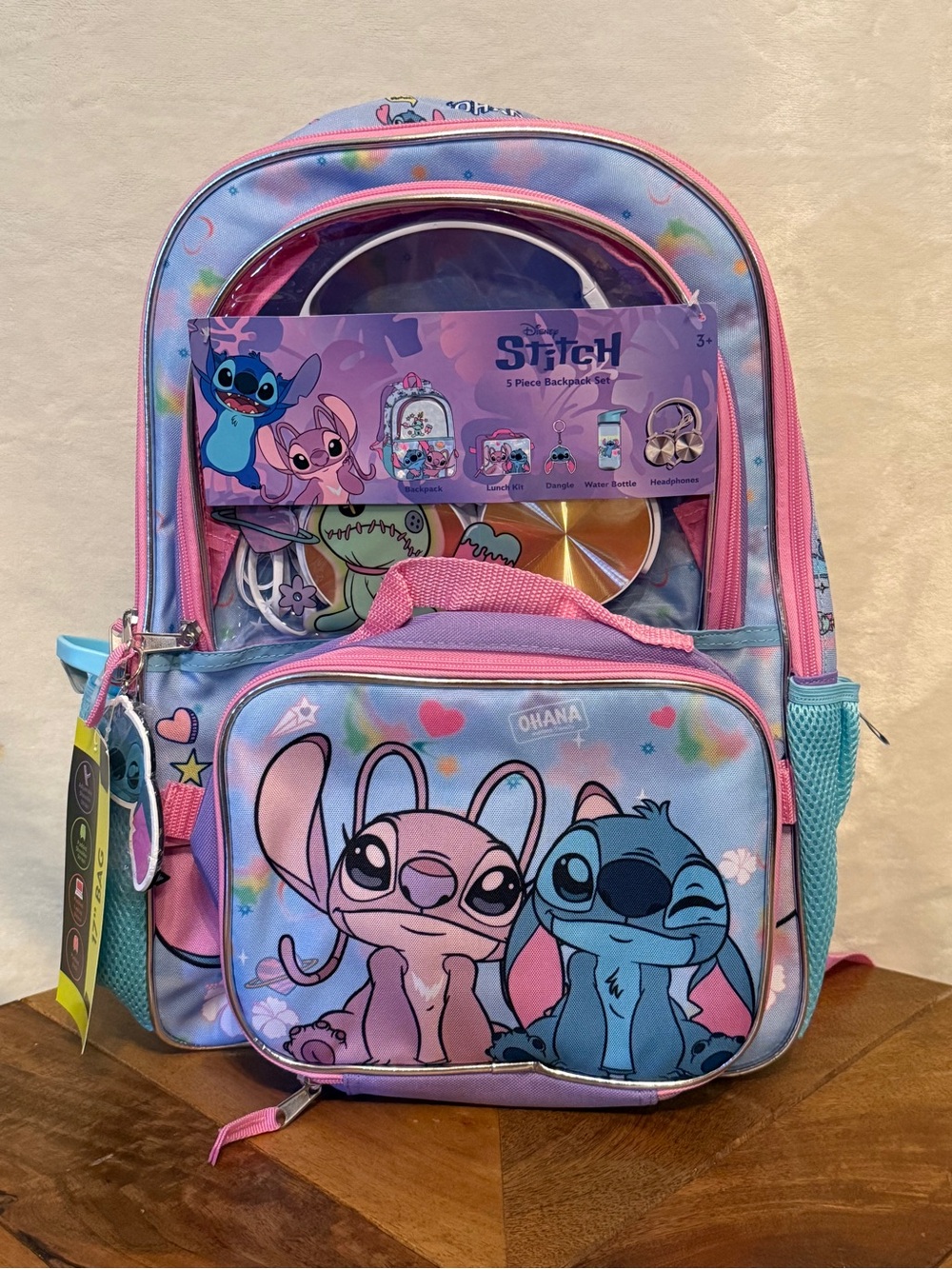 Disney Stitch & Angel 5-Piece Backpack Set 17” New With Tags